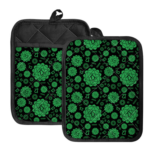 Anahata Chakra Pattern Print Pot Holders With Pocket