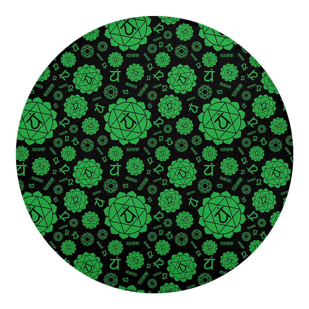 Anahata Chakra Pattern Print Round Blanket