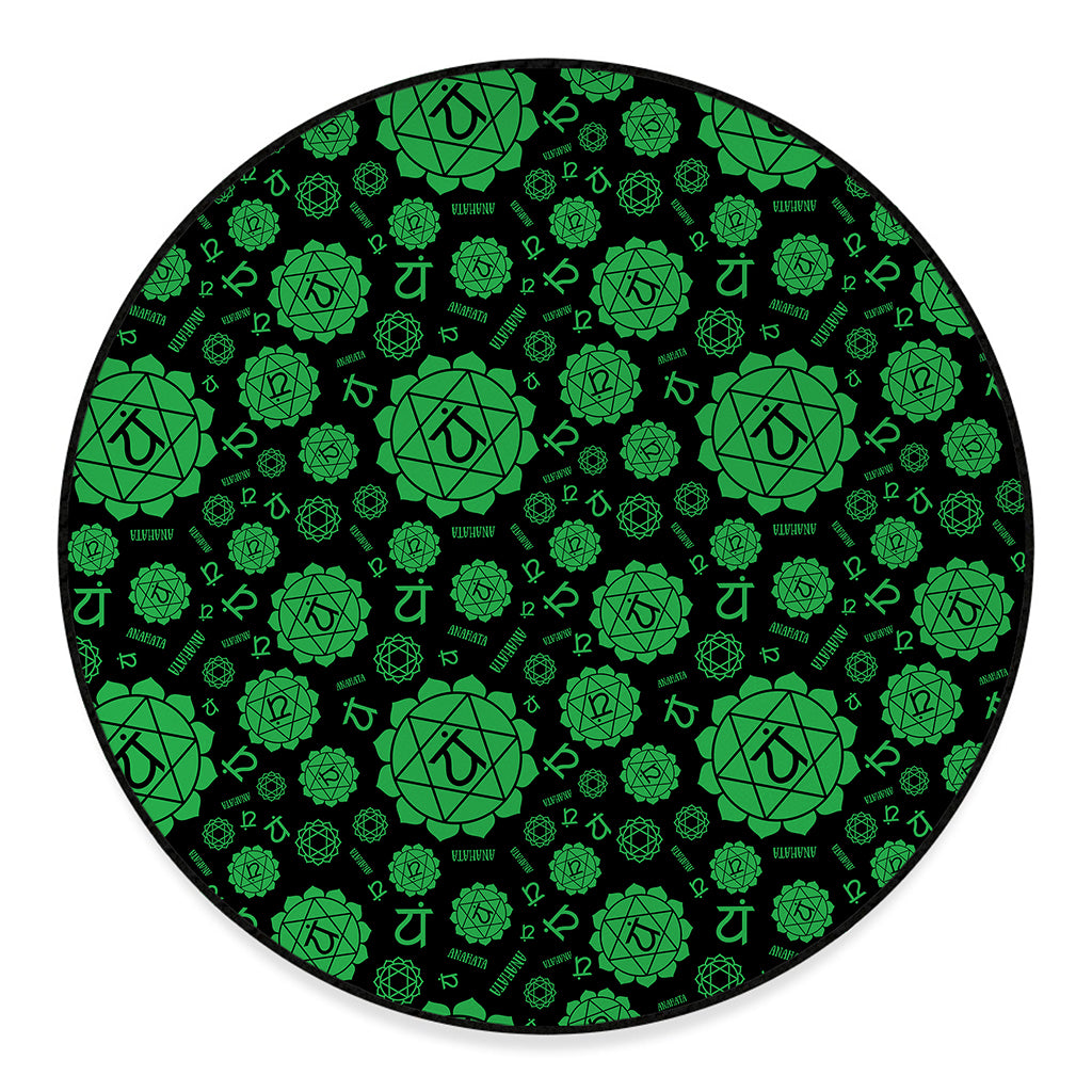 Anahata Chakra Pattern Print Round Floor Mat