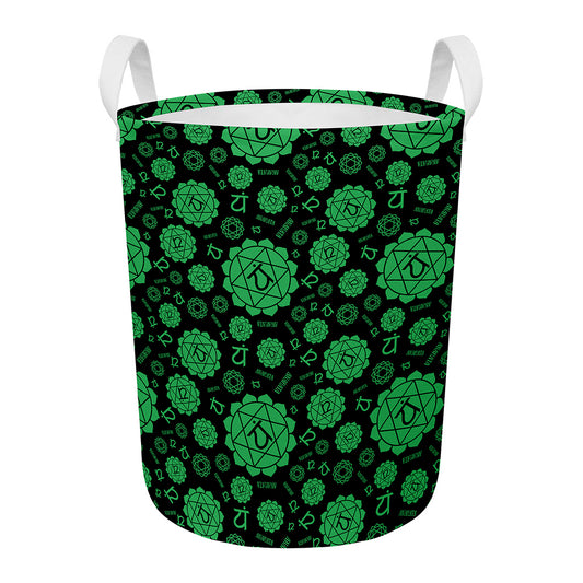 Anahata Chakra Pattern Print Round Laundry Basket
