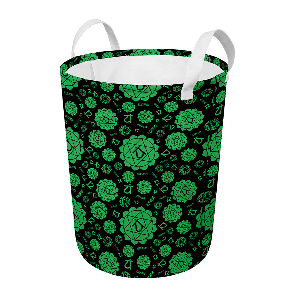 Anahata Chakra Pattern Print Round Laundry Basket
