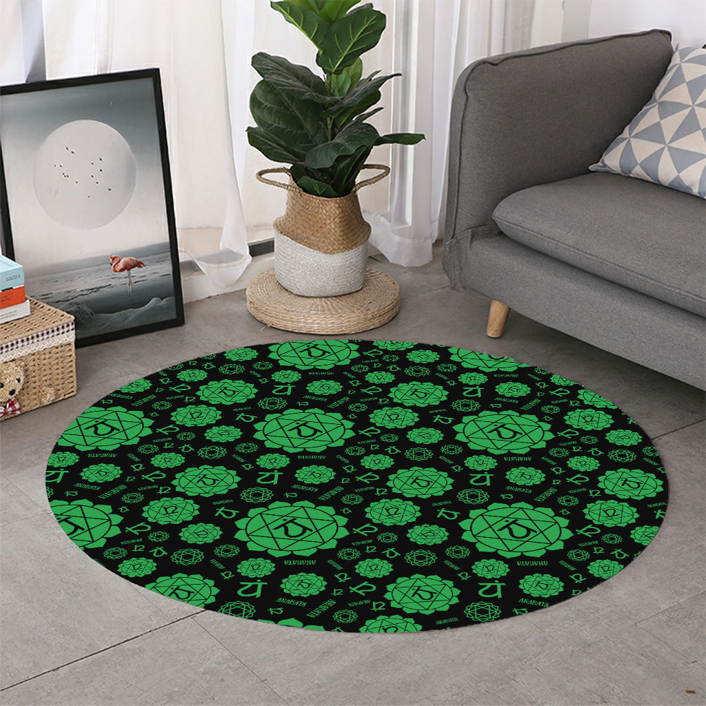 Anahata Chakra Pattern Print Round Rug