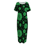 Anahata Chakra Pattern Print Short Sleeve Long Nightdress