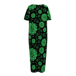 Anahata Chakra Pattern Print Short Sleeve Long Nightdress