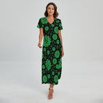 Anahata Chakra Pattern Print Short Sleeve Maxi Dress