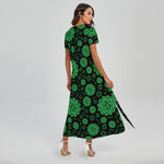 Anahata Chakra Pattern Print Short Sleeve Maxi Dress
