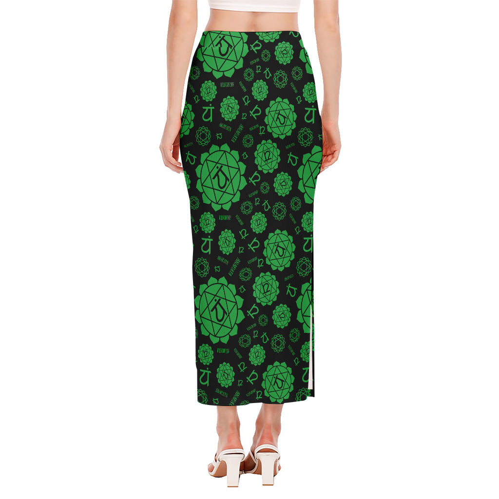 Anahata Chakra Pattern Print Side Slit Maxi Skirt