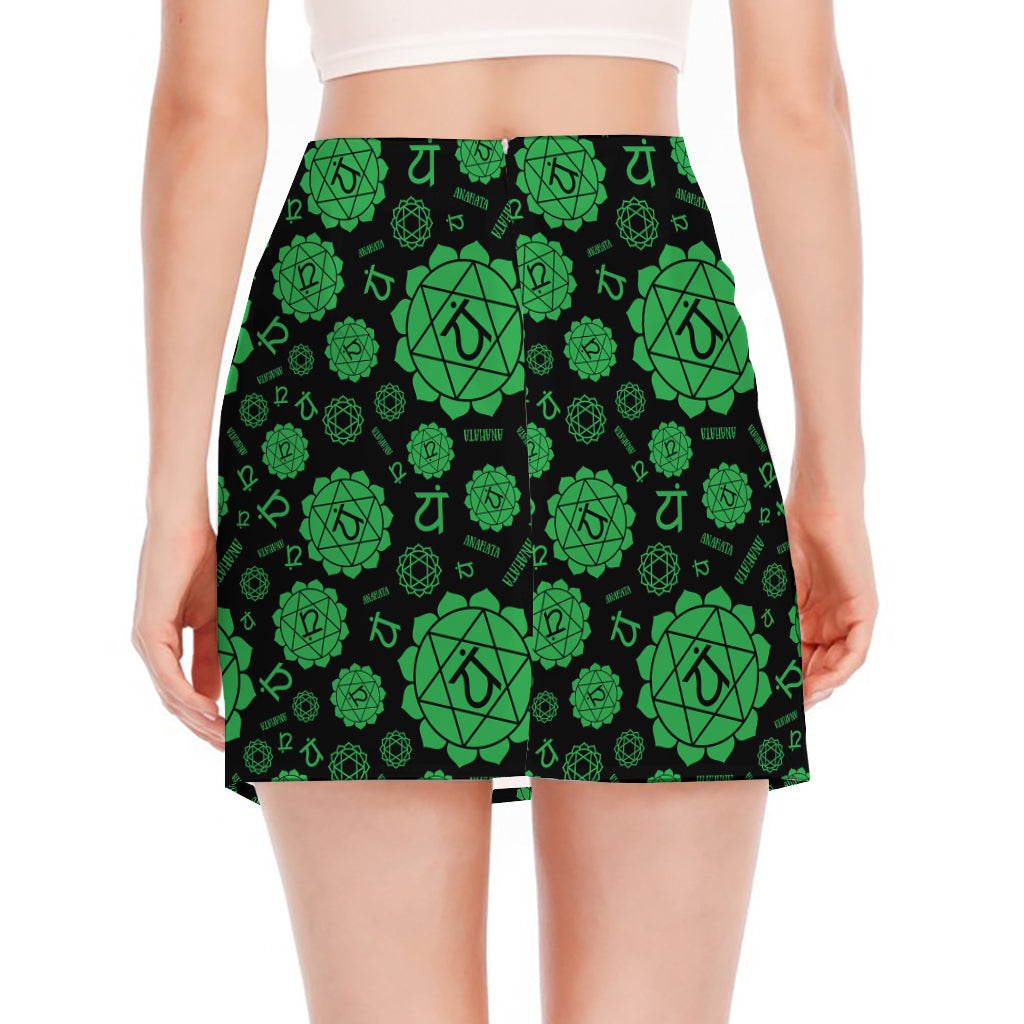 Anahata Chakra Pattern Print Side Slit Mini Skirt