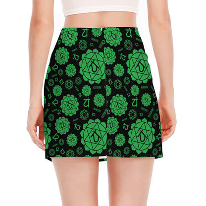 Anahata Chakra Pattern Print Side Slit Mini Skirt