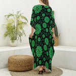 Anahata Chakra Pattern Print Silk V-Neck Kaftan Dress