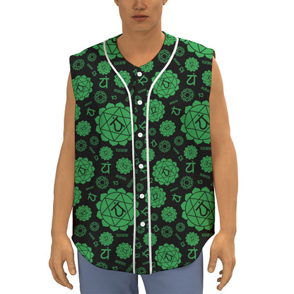 Anahata Chakra Pattern Print Sleeveless Baseball Jersey