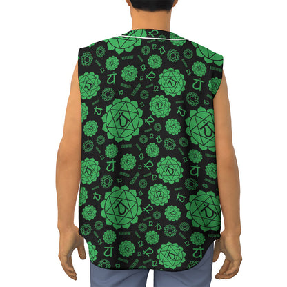 Anahata Chakra Pattern Print Sleeveless Baseball Jersey