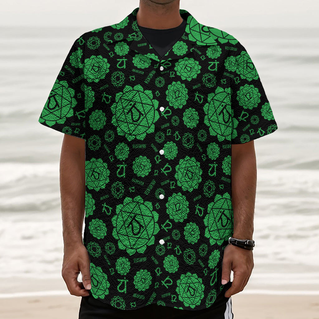Anahata Chakra Pattern Print Textured Short Sleeve Shirt