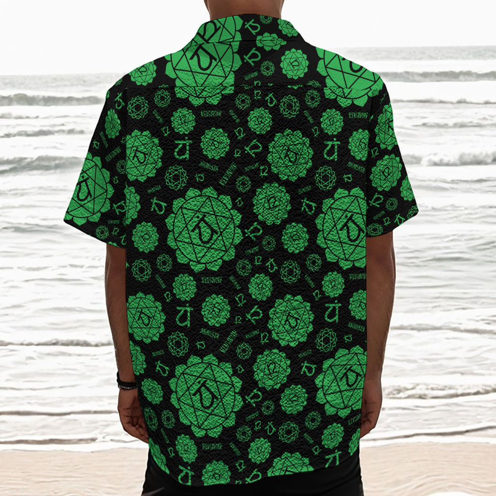 Anahata Chakra Pattern Print Textured Short Sleeve Shirt