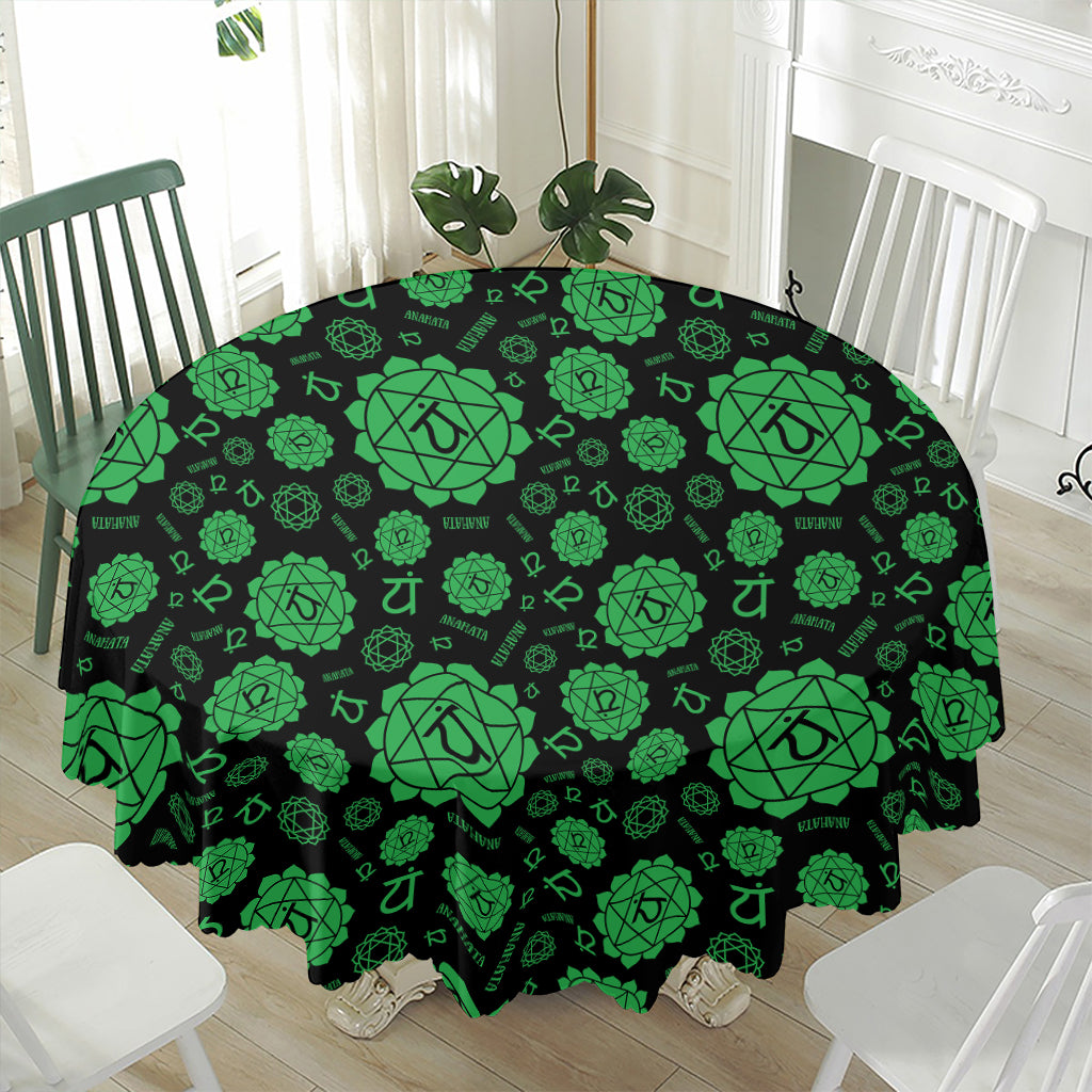 Anahata Chakra Pattern Print Waterproof Round Tablecloth