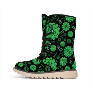 Anahata Chakra Pattern Print Winter Boots