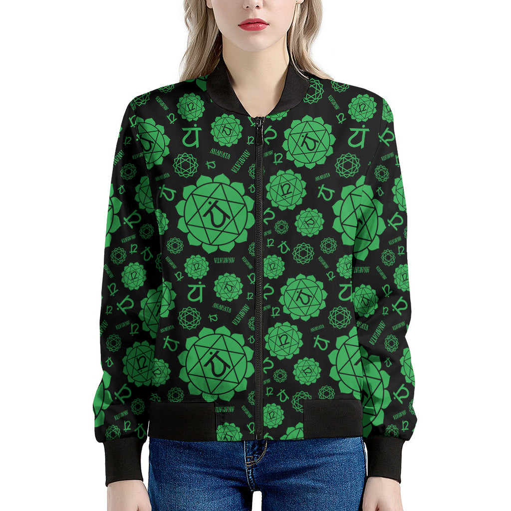 Anahata Chakra Pattern Print Women's Bomber Jacket