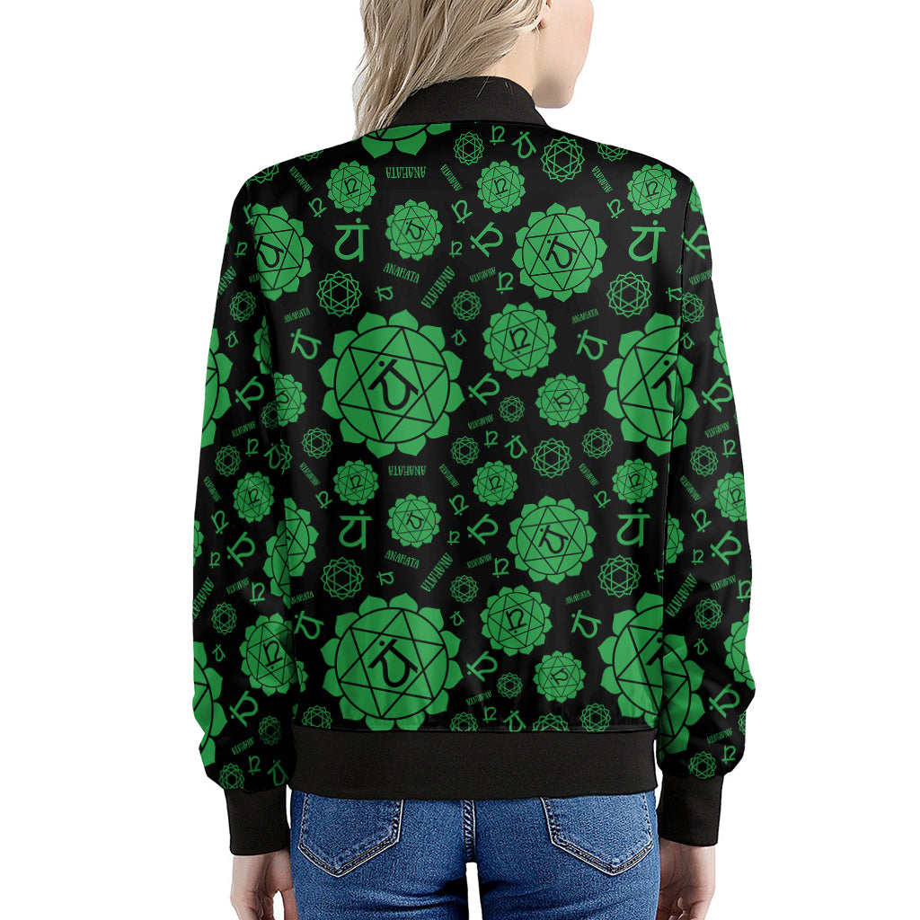 Anahata Chakra Pattern Print Women's Bomber Jacket