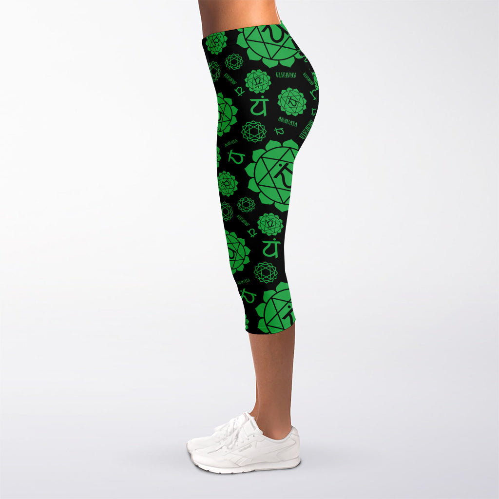 Anahata Chakra Pattern Print Women's Capri Leggings