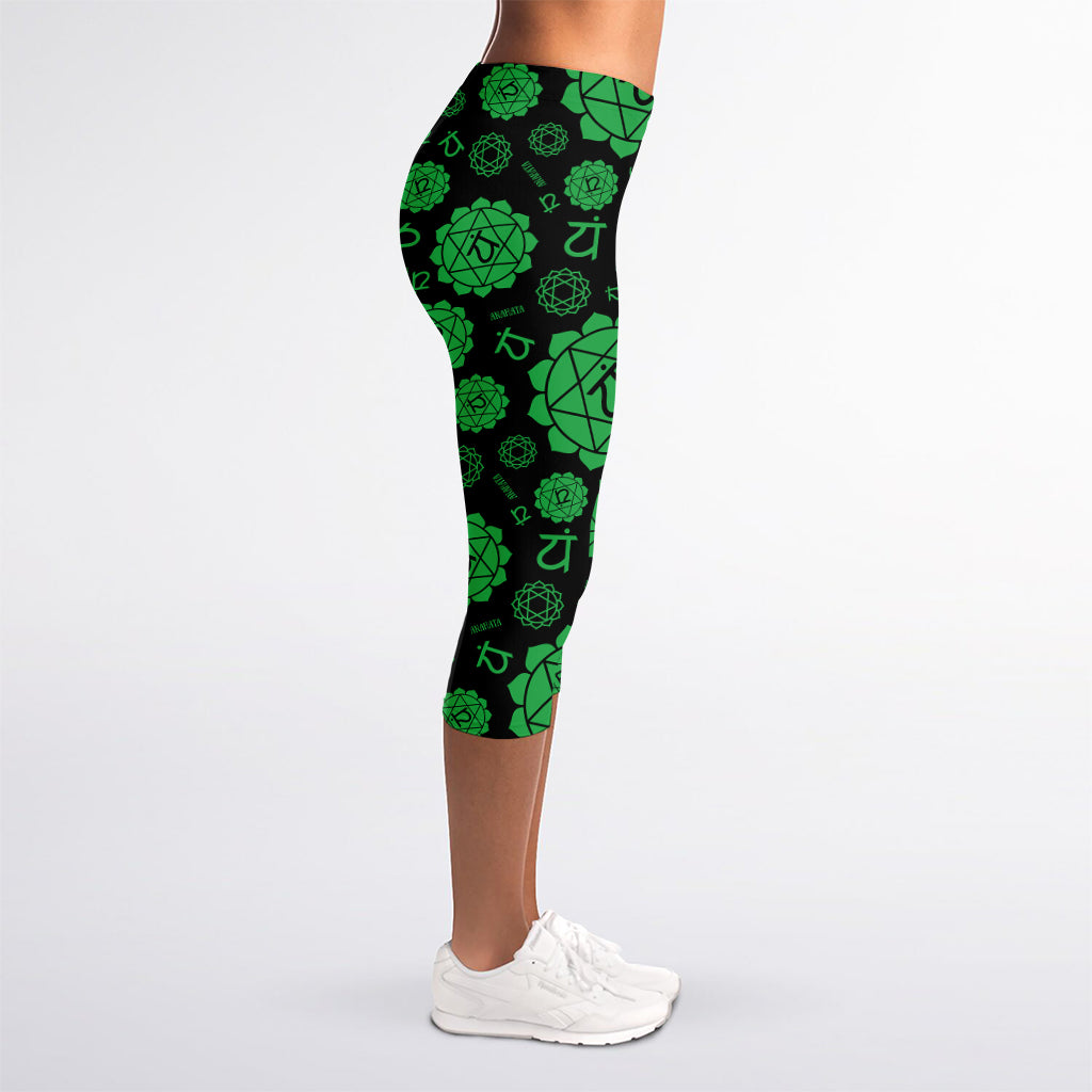 Anahata Chakra Pattern Print Women's Capri Leggings