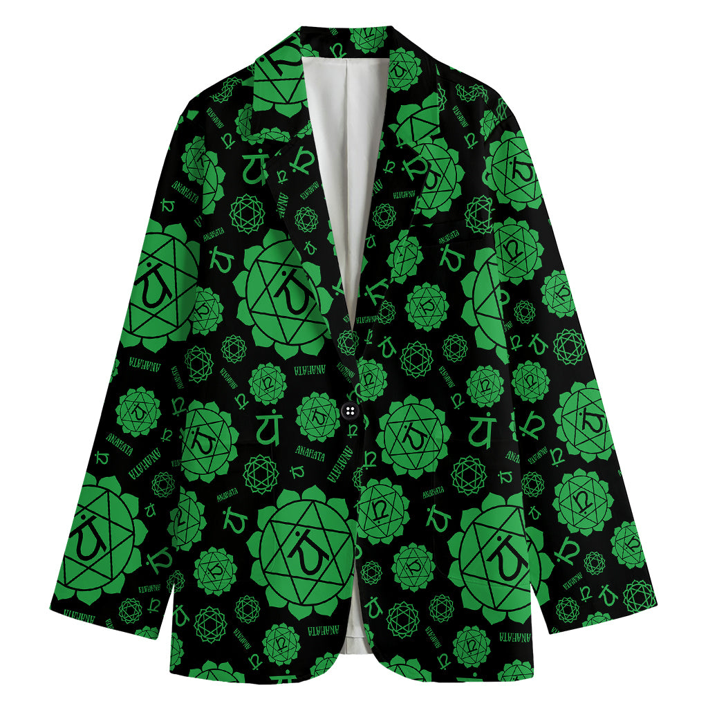 Anahata Chakra Pattern Print Women's Cotton Blazer
