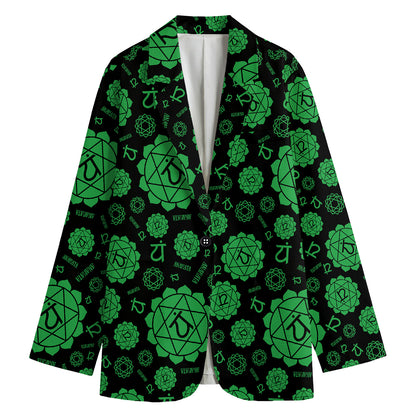 Anahata Chakra Pattern Print Women's Cotton Blazer