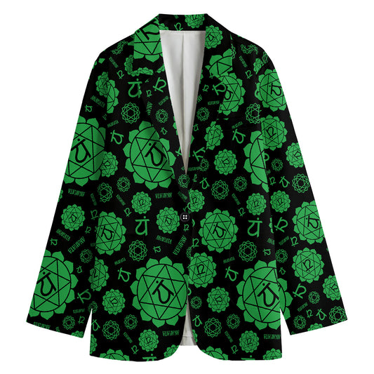 Anahata Chakra Pattern Print Women's Cotton Blazer