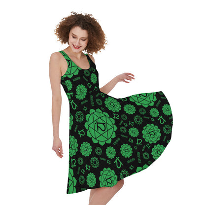 Anahata Chakra Pattern Print Women's Sleeveless Dress