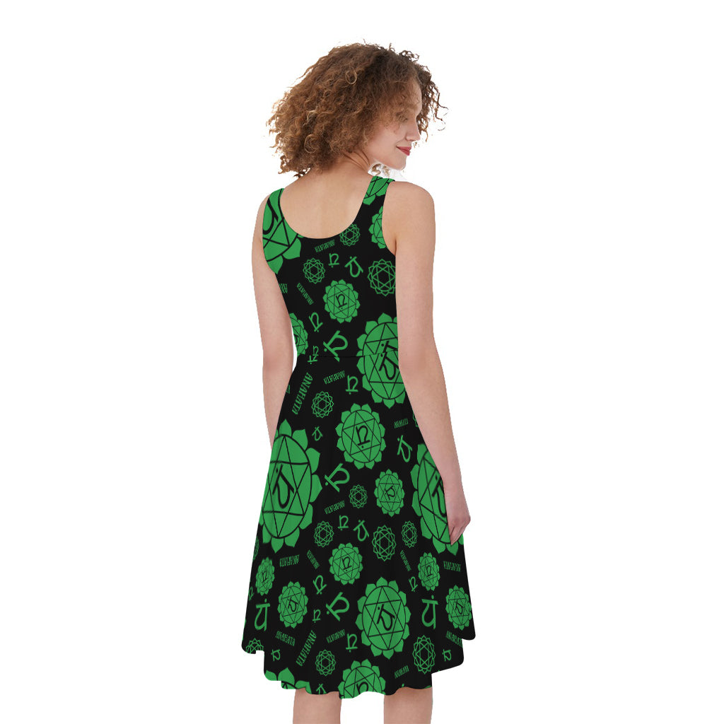 Anahata Chakra Pattern Print Women's Sleeveless Dress