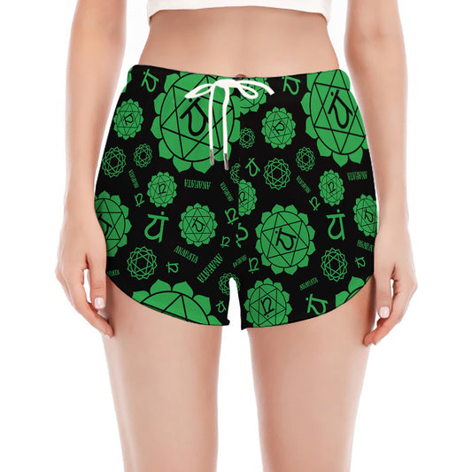 Anahata Chakra Pattern Print Women's Split Running Shorts