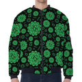 Anahata Chakra Pattern Print Zip Sleeve Bomber Jacket