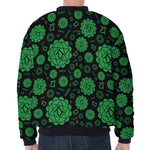 Anahata Chakra Pattern Print Zip Sleeve Bomber Jacket