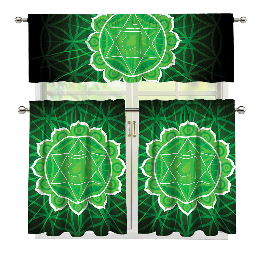 Anahata Chakra Spiritual Print 3 Piece Kitchen Curtains