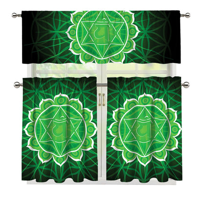 Anahata Chakra Spiritual Print 3 Piece Kitchen Curtains