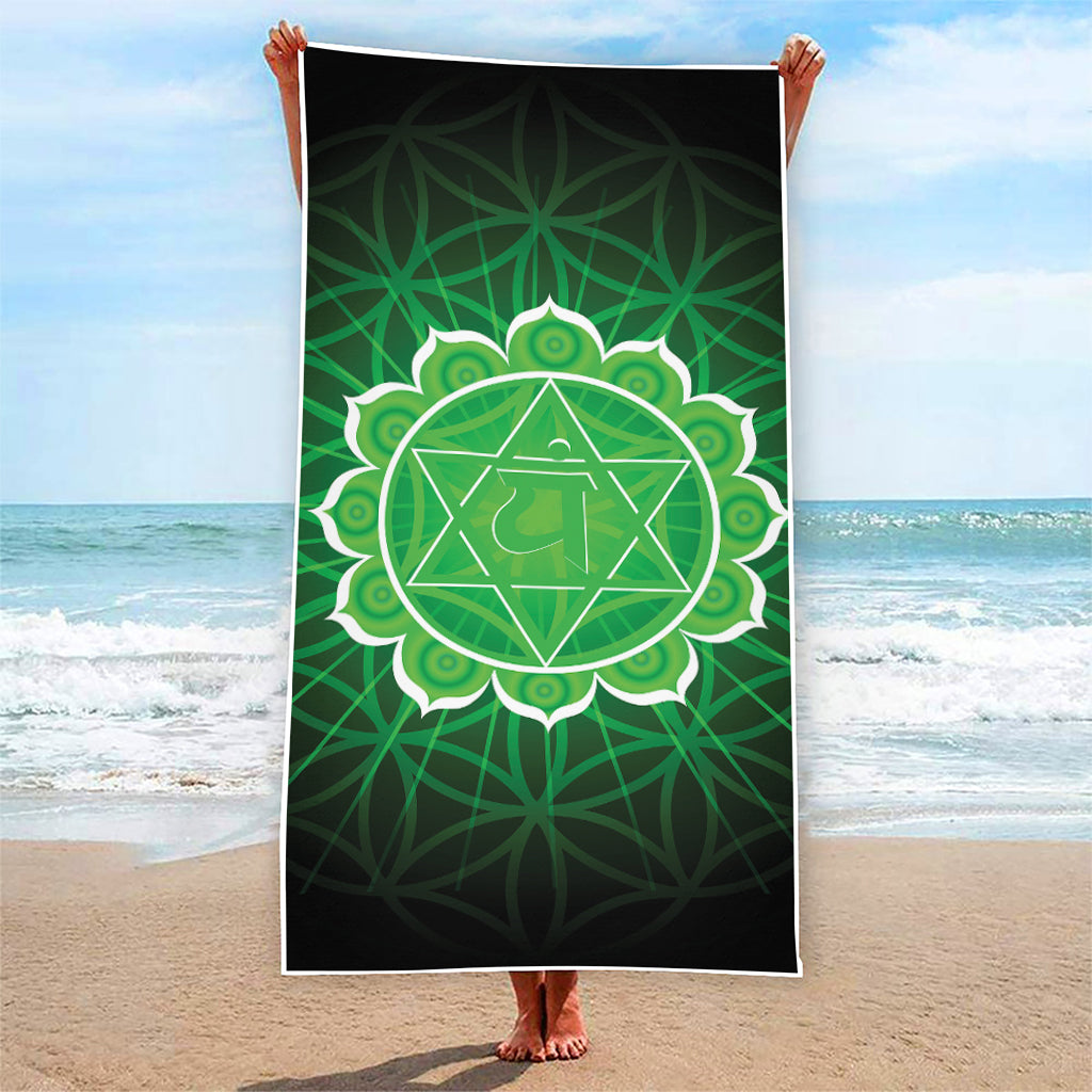 Anahata Chakra Spiritual Print Beach Towel