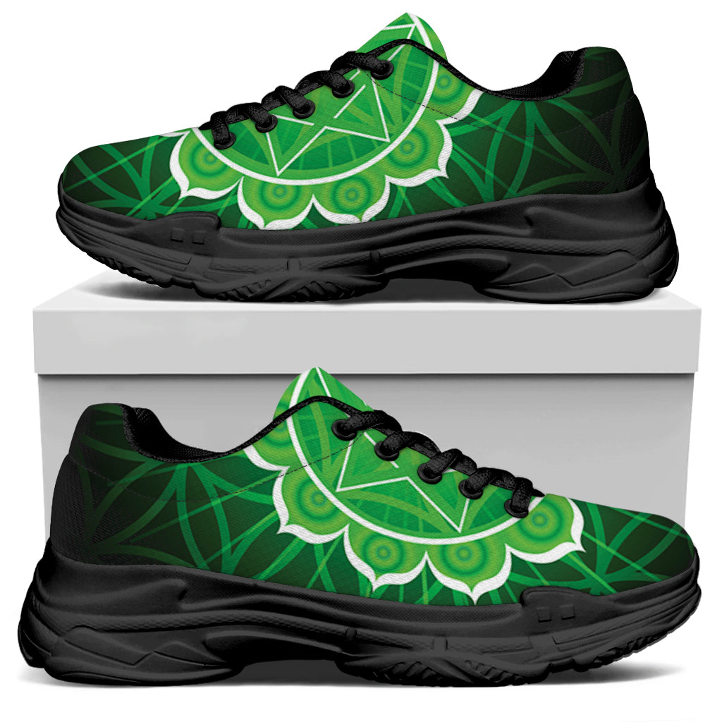 Anahata Chakra Spiritual Print Black Chunky Shoes