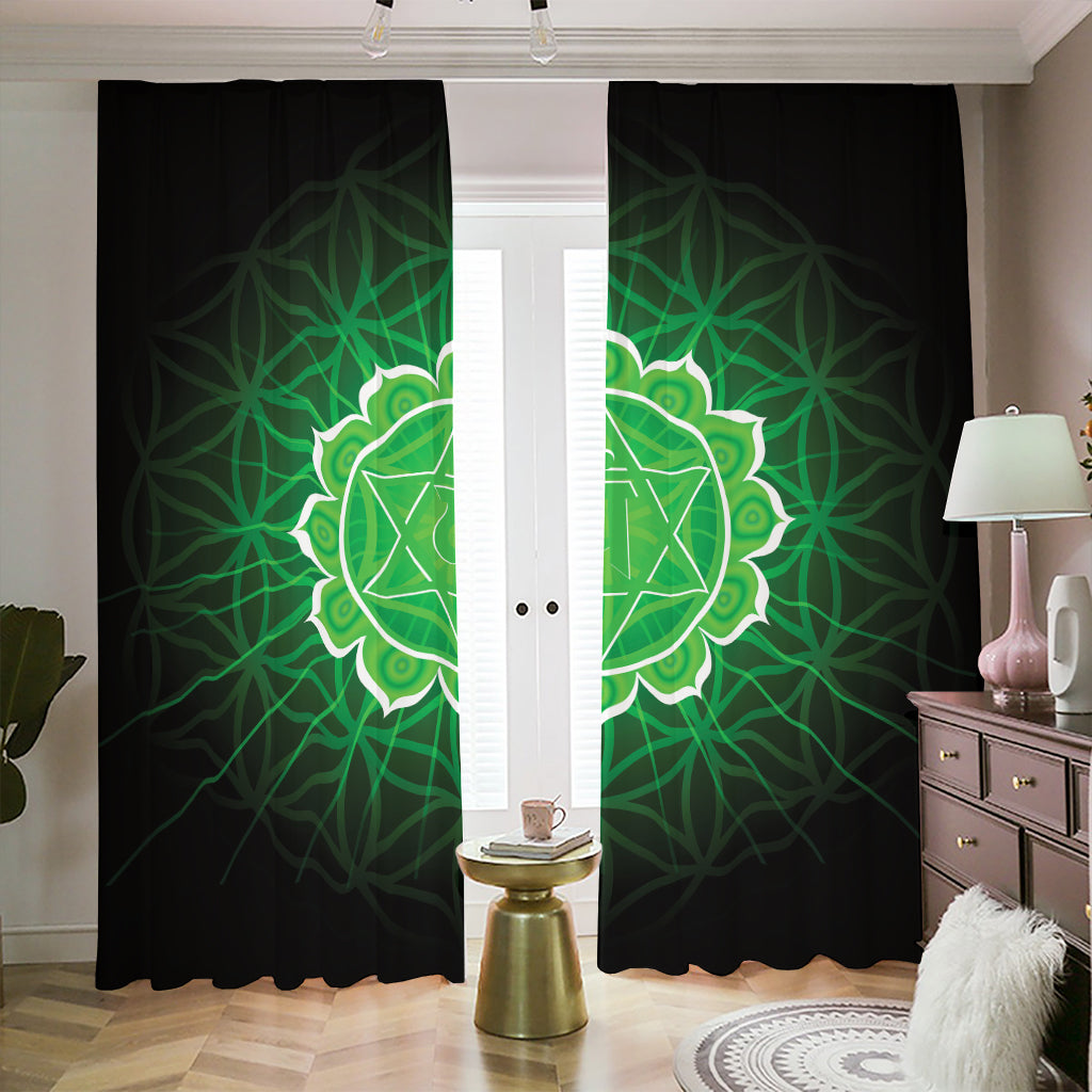 Anahata Chakra Spiritual Print Blackout Pencil Pleat Curtains