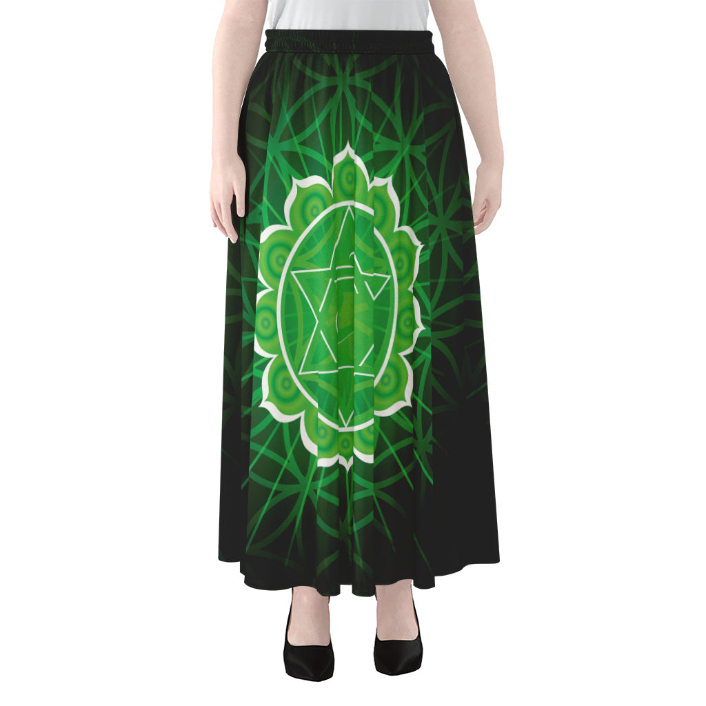 Anahata Chakra Spiritual Print Chiffon Maxi Skirt