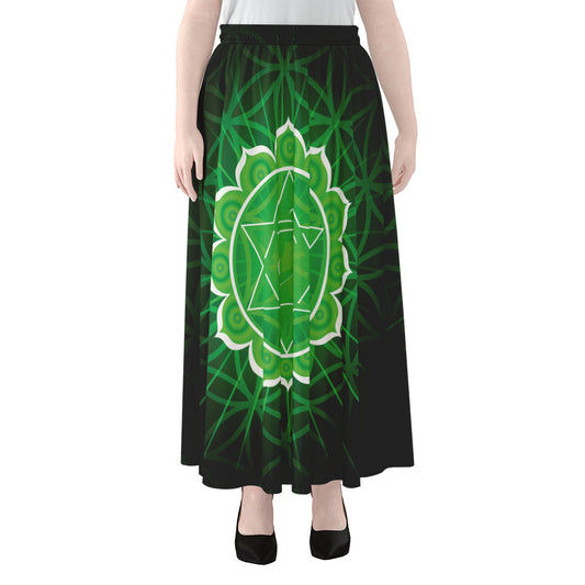 Anahata Chakra Spiritual Print Chiffon Maxi Skirt