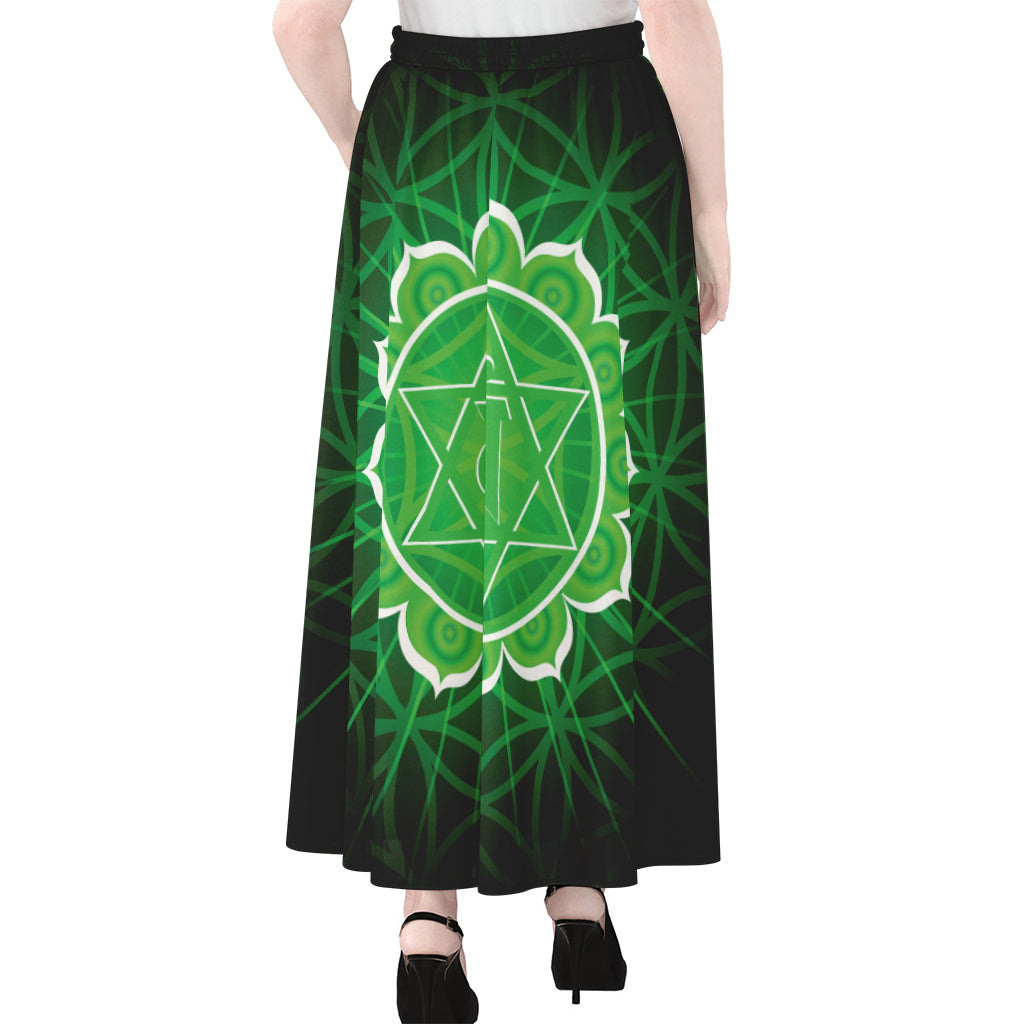 Anahata Chakra Spiritual Print Chiffon Maxi Skirt