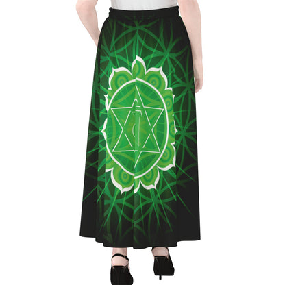 Anahata Chakra Spiritual Print Chiffon Maxi Skirt