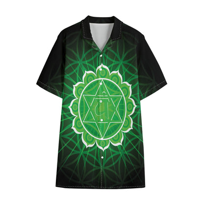 Anahata Chakra Spiritual Print Cotton Hawaiian Shirt