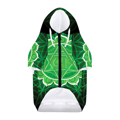 Anahata Chakra Spiritual Print Dog Zip Up Hoodie