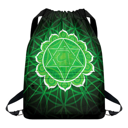 Anahata Chakra Spiritual Print Drawstring Backpack