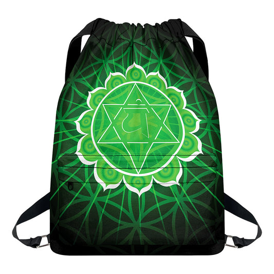Anahata Chakra Spiritual Print Drawstring Backpack