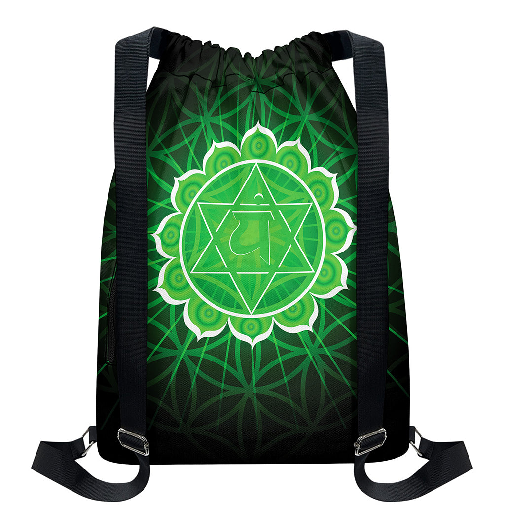 Anahata Chakra Spiritual Print Drawstring Backpack