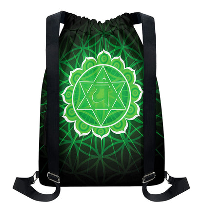 Anahata Chakra Spiritual Print Drawstring Backpack