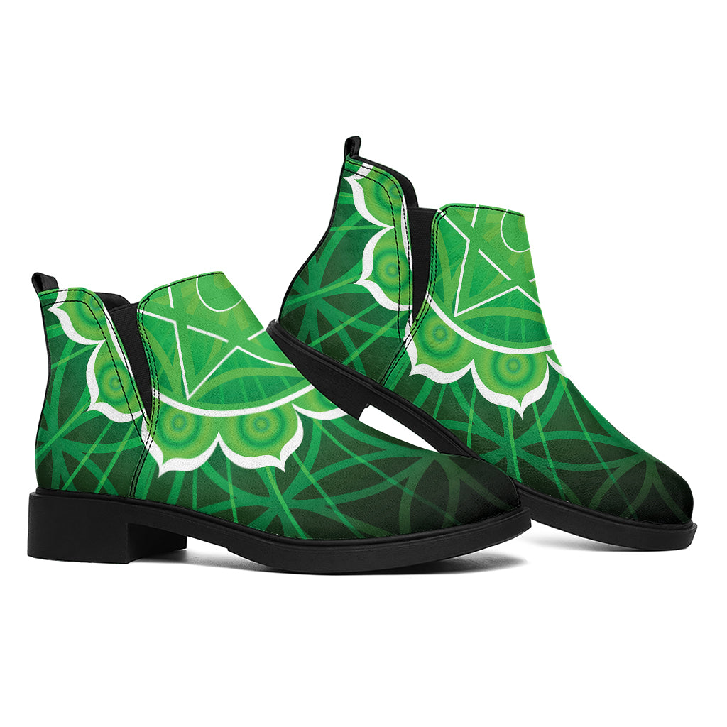 Anahata Chakra Spiritual Print Flat Ankle Boots