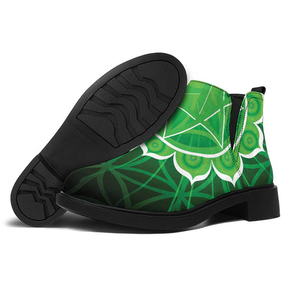 Anahata Chakra Spiritual Print Flat Ankle Boots