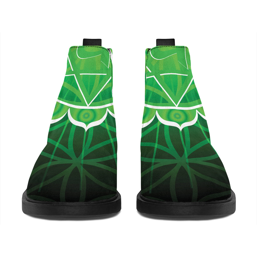 Anahata Chakra Spiritual Print Flat Ankle Boots